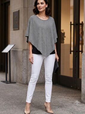 Comfy, Cute Poncho with Lining for Work, Casual